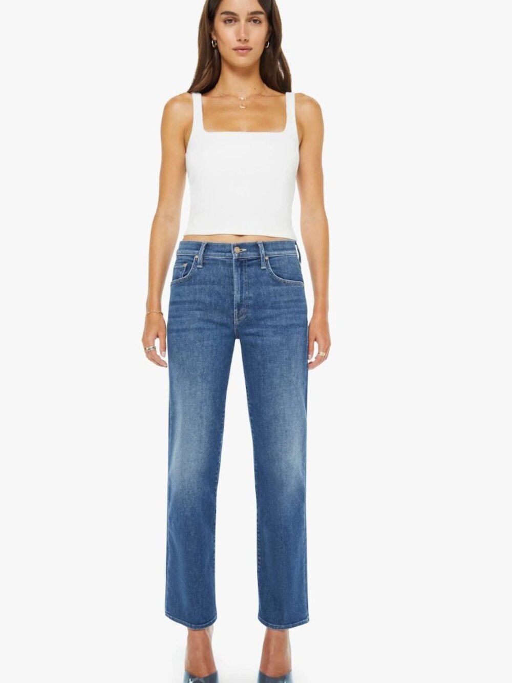 MOTHER Blue Denim 'The Rambler Zip' Jeans